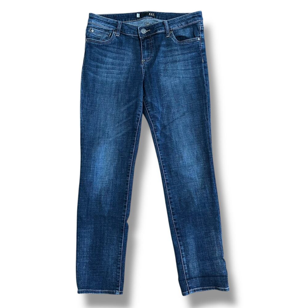 Kut from the Kloth Women’s Dark Wash Stretch Denim Straight Ankle Jeans Size 8